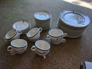 Vintage Wardroom Usn China Tepco Plates Cups Saucers 35 Pc Set Us Navy Anchor