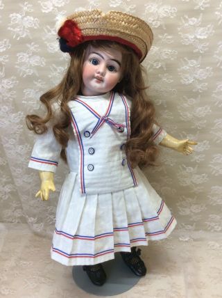 Antique French Or German Mystery Doll In Nautical Dress