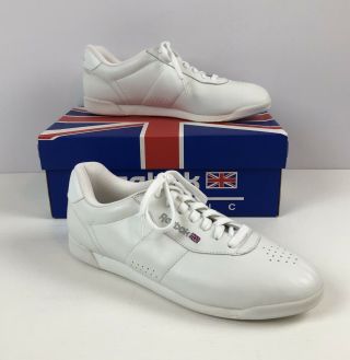 Womens Vtg Reebok Classic White Leather Casual Tennis Shoes W/box Sz 12 Euc