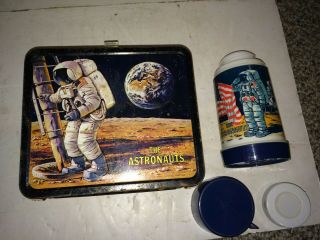 Vintage 1969 1970 Apollo 11 Nasa Moon Landing Metal Lunchbox W/thermos,  Aladdin