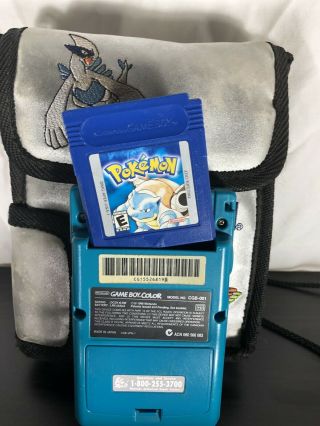 Blue Gameboy Color With Games And Vintage Carrying Case 2