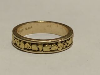 Vintage Pristine 14kp Solid Large Gold Nugget Ring 3 Grams 70 