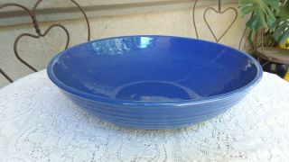 Vintage Bauer Ring Ware Pottery 12 " Salad Bowl Cobalt Blue Los Angeles L@@k