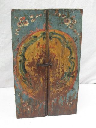 Antique Mexican Spanish Colonial Wood Altar w/ Exterior and Interior Paintings 2