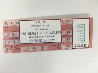 Bob Marley The Wailers 1979 Concert Ticket Denver Univ Arena Vintage