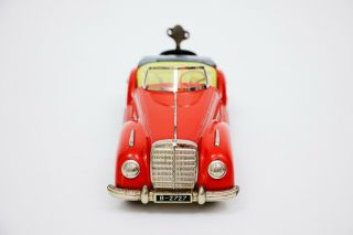 Vintage Distler Clockwork Tin Car Mercedes Benz Cabriolet Convertible Red w/ Key 3