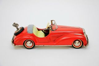 Vintage Distler Clockwork Tin Car Mercedes Benz Cabriolet Convertible Red w/ Key 4