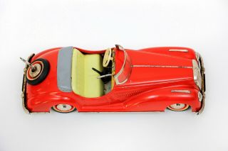 Vintage Distler Clockwork Tin Car Mercedes Benz Cabriolet Convertible Red w/ Key 5