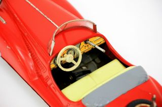 Vintage Distler Clockwork Tin Car Mercedes Benz Cabriolet Convertible Red w/ Key 8