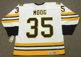 Andy Moog Boston Bruins 1990 Ccm Vintage Throwback Home Nhl Hockey Jersey