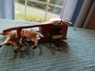 ANTIQUE FRENCH EARLY TOY CLOWN BEING PULLED BY ZEBRA RARE 10