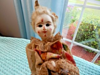 ANTIQUE FRENCH EARLY TOY CLOWN BEING PULLED BY ZEBRA RARE 8