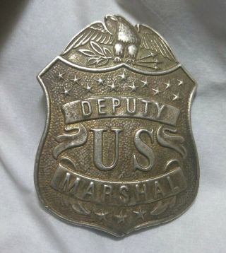 Vintage Obsolete " Us Deputy Marshall " Police Badge.  Its 2 " X 1.  5 " Inches.