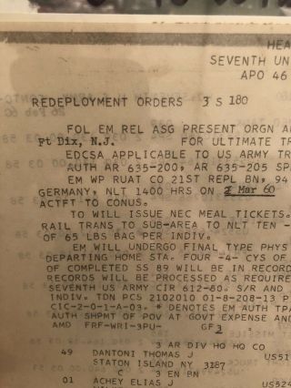 RARE Elvis Presley 7th Army,  Feb 1960 Re - Deployment Papers - 3