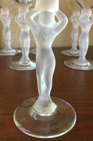Set of 8 Vintage Frosted Nude Woman Wine Glasses 5