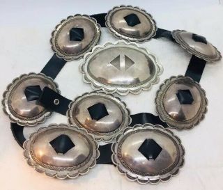 Vintage Navajo Native American Sterling Silver Hand Made Concho Belt