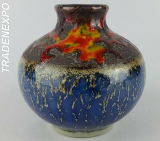 Vintage Retro 1970s Jasba Keramik Colorful Vase West German Pottery Fat Lava Era