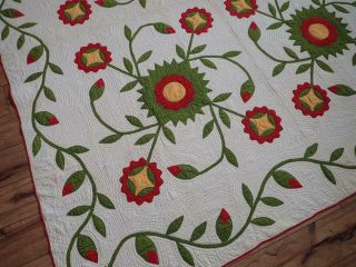 Oh My Fantastic & Early 19th c Antique Democrat or Whig Rose QUILT 87x79 4