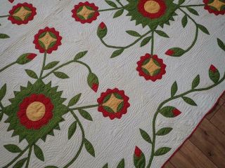 Oh My Fantastic & Early 19th c Antique Democrat or Whig Rose QUILT 87x79 5