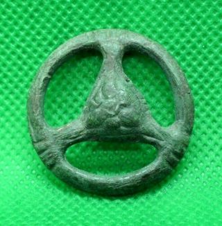 Ancient Celtic Druids Bronze Stylized Triskelion Amulet Pendant - 500 Bc