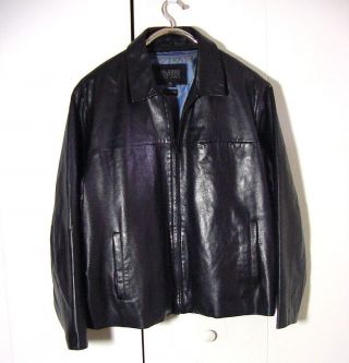 Vtg Pelle Studios Wilsons Blue Zip Lined Cell Pocket Black Leather Jacket Sz 3xl