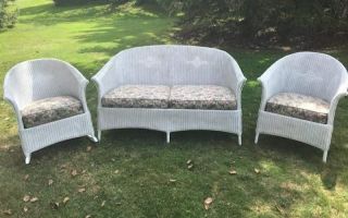 Patio Loveseat,  Rocker,  Chair Antique Wicker Furniture Fa Whitney Carriage Co.
