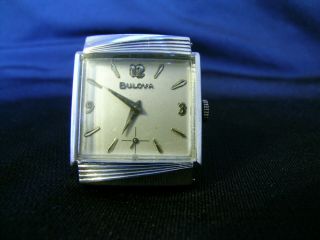 Awesome,  1962 Vintage Bulova 10k White Gold Plate " Rawlings " Mens Wristwatch