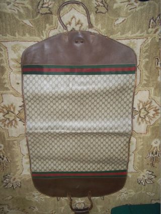 Vintage Authentic Gucci Logo Gg Hanging Garment Bag Fold Over Brown 42 " L X 25 " W