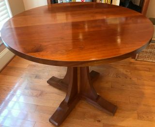 Stickley cherry kitchen dining table with two Stickley chairs 2