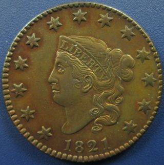 1821 Coronet Matron Head Large Cent - Au Details Rare Key Date