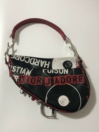 Rare Vtg Christian Dior By John Galliano Black Hardcore Piercing Saddle Bag 5