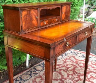 1920s English Regency Mahogany and Leather top writing desk / secretary desk 3