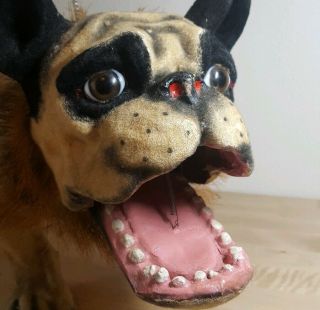 Antique Pull Toy French Bulldog Paper Mache Growler