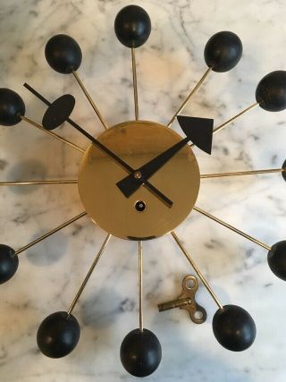 George Nelson Clock Brass Wind Up Mcm Vintage