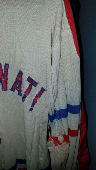 Rare 1951 - 58 AHL IHL Cincinnati Mohawks Gardens Game worn jersey Francis Hodge 4