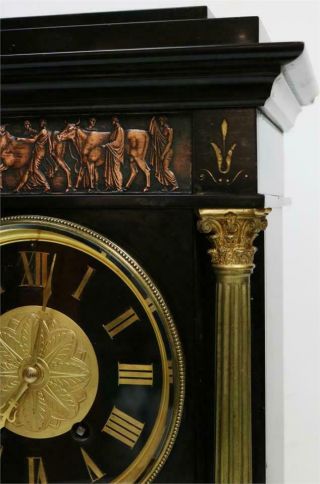 Unusual Antique French 8 Day Black Marble & Bronze 8 Bell Musical Mantel Clock 4