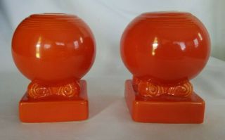 Vtg Fiestaware Atomic Red Set Of 2 Ball Candle Holders Circa 