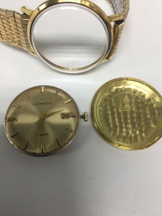 Vintage 18k Gold Movado KINGMATIC Swiss Made 28 Jewels Wrist Watch 36mm Case 12