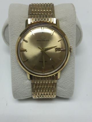 Vintage 18k Gold Movado Kingmatic Swiss Made 28 Jewels Wrist Watch 36mm Case