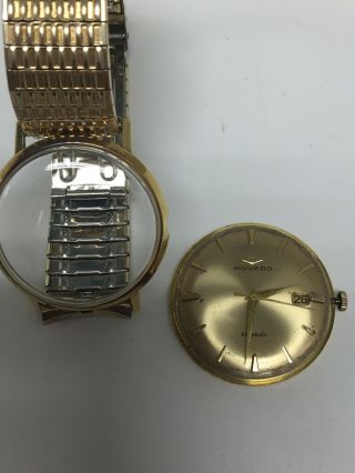 Vintage 18k Gold Movado KINGMATIC Swiss Made 28 Jewels Wrist Watch 36mm Case 6