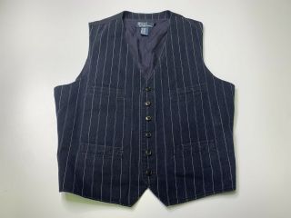 Vintage Polo Ralph Lauren Men’s Naval Vest Waistcoat Pinstripe Size Large