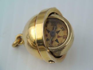 Rare Antique Solid 14k Gold Binnacle Compass Charm Pendant