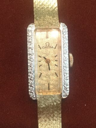 Vintage Ladies 14k Omega Watch With Diamonds