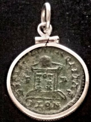 Constantine Great Altar Authentic Ancient Roman Coin Sterling Silver Pendant
