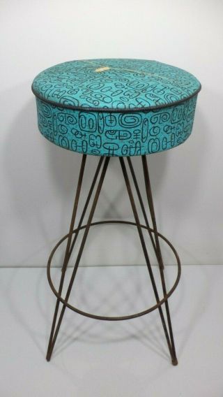 Vintage Hairpin Mid Century Bar Stool By Dee Mfg.  Chair 50s Wrought Iron Atomic