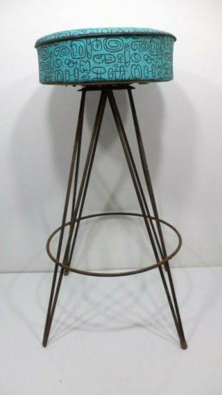 VINTAGE HAIRPIN MID CENTURY Bar Stool by Dee MFG.  Chair 50s Wrought Iron Atomic 2