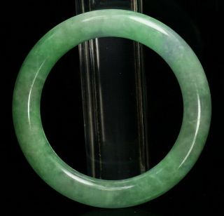 Antique Chinese Natural Translucent Light Green Jade Stone Bracelet Bangle56.  5mm
