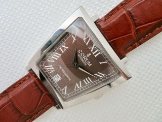 Mens Pre Owned Corum Trapeze Automatic Rare Brown Dial Steel Limited Edition