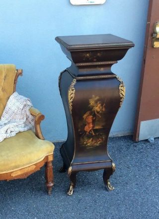 R J Horner Painted Mahogany French Influence Pedestal.  Plant Stand 1890s