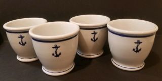 Vintage Four (4) Buffalo China Navy Anchor Custard / Egg Cups Dated 1942
